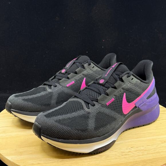 Men Nike Air Zoom Structure 25 Running Shoes Size 10 Black Purple DJ7883 010 - Picture 2 of 9